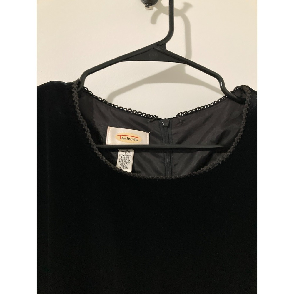 Talbots Velvet Sheath Dress Women 10 Black Midi Core Goth Classic Vintage 90s - Picture 4 of 11
